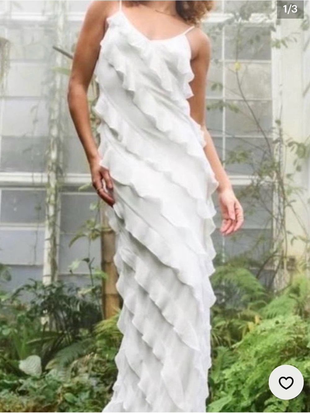 Altar'd State White Ruffle Spaghetti-Strap Maxi Dress